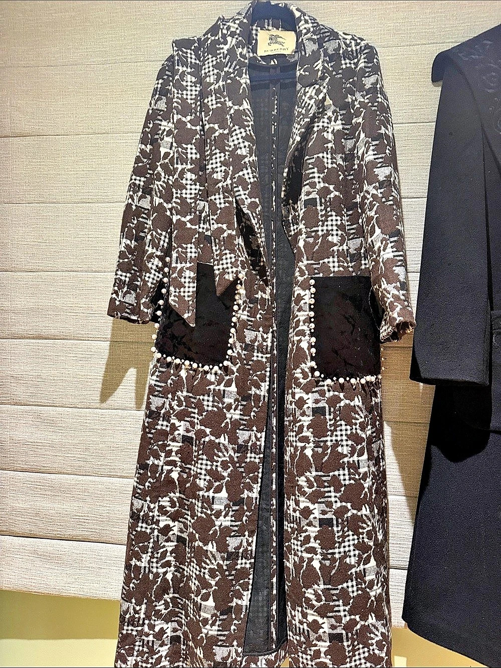 Abstract Wool Coat in Brown & White Like New